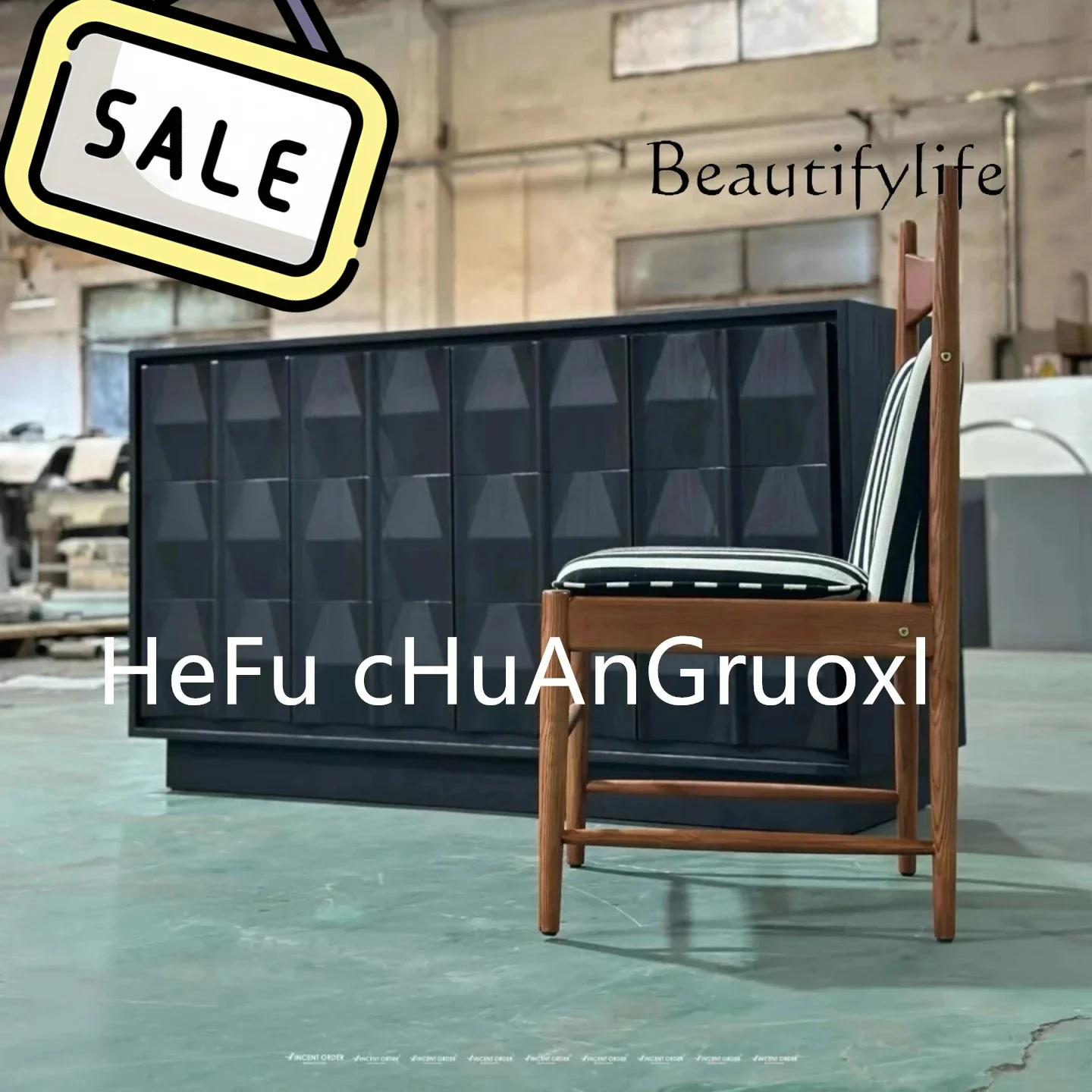 

zL Household wall storage cabinet Medieval solid wood dining side cabinet, living room retro carved rhombus art locker