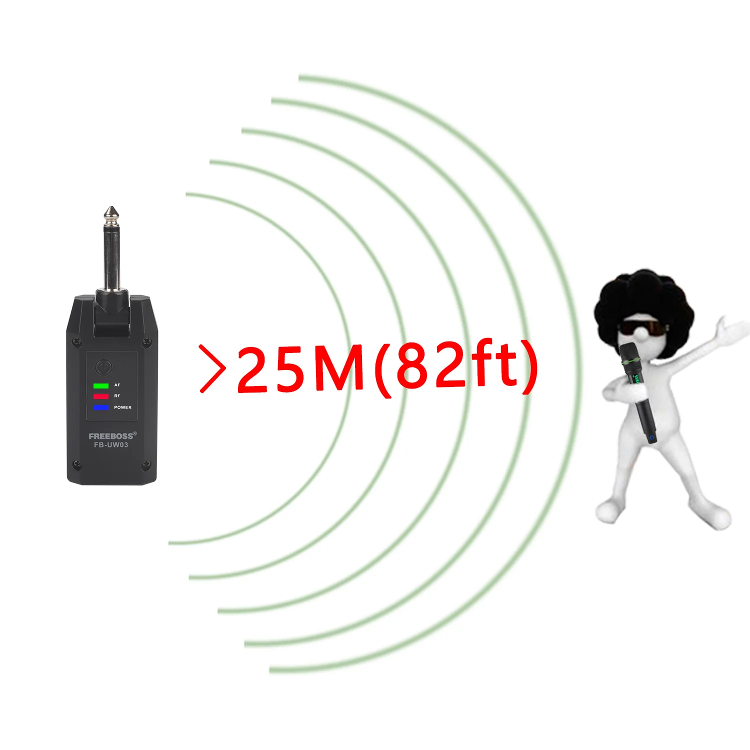 Freeboss-micrófono ajustable de frecuencia UHF 1, inalámbrico de mano, cardioide dinámico, sistema transmisor de plástico de 25m, FB-UW03