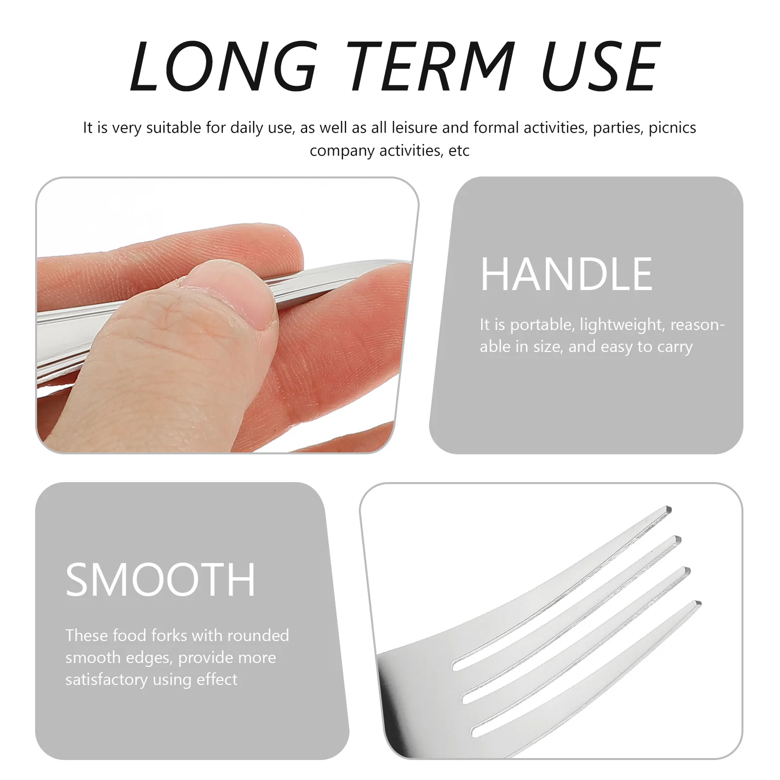 

3Pcs Fruit Fork Stainless Steel Wear-Resistant Household Small Fork Dessert Cake Accessory Party Supplies