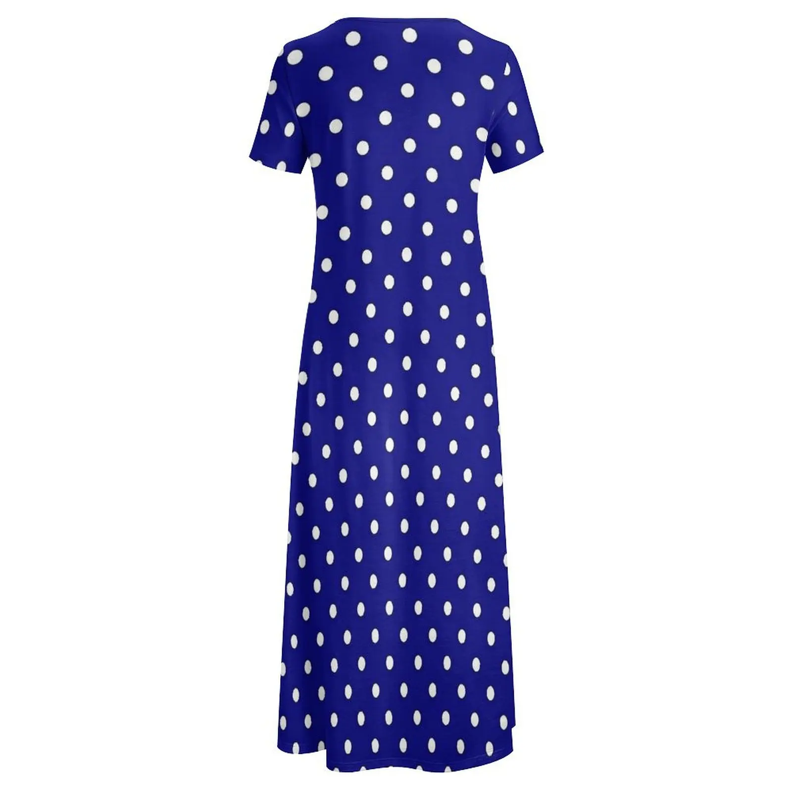 Blue Polka Dots Dress Vintage Print Elegant Maxi Dress Woman Short Sleeve Streetwear Boho Beach Long Dresses Big Size