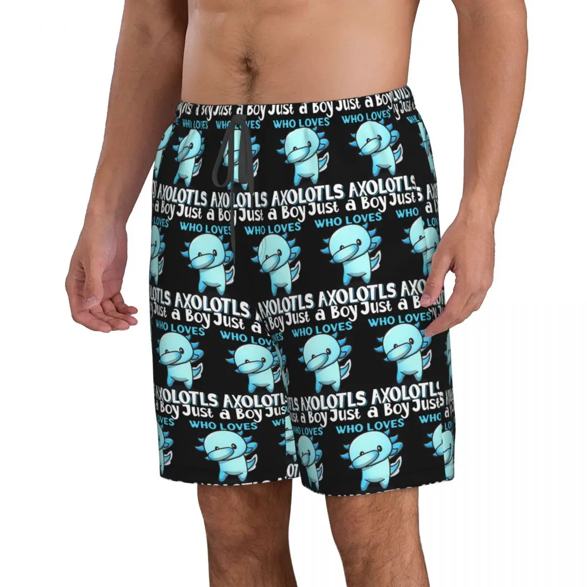 Just A Boy Who Loves Axolotls Trunks Beach Board Shorts Casual Quick Dry Swim Summer Men Pants