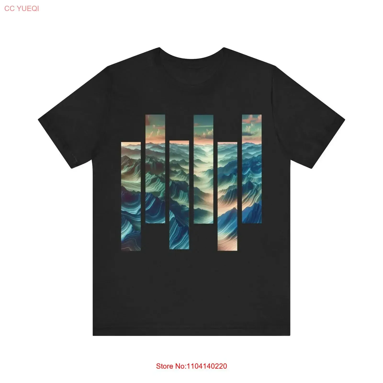 Mountain Waves in Pastel Layers Jersey  T Shirt vintage Washed fashion designer clothes Slightly Versatile Breathable Stretched