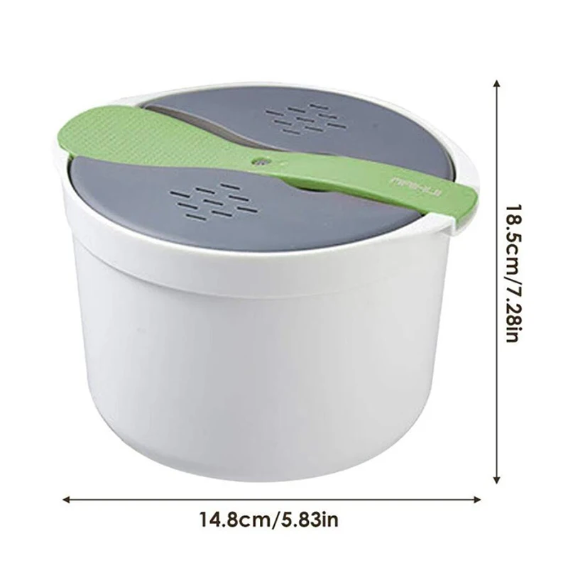 Microwave Oven Dedicated Rice Steamer with Large Capacity and Rice Spoon Hot Soup Cooking Lunch Box Heated Rice Box