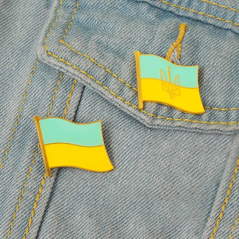 Ukraine Flag Enamel Pins Custom Brooches Simple Lapel Badges Peace and Love Jewelry Gift for Friends