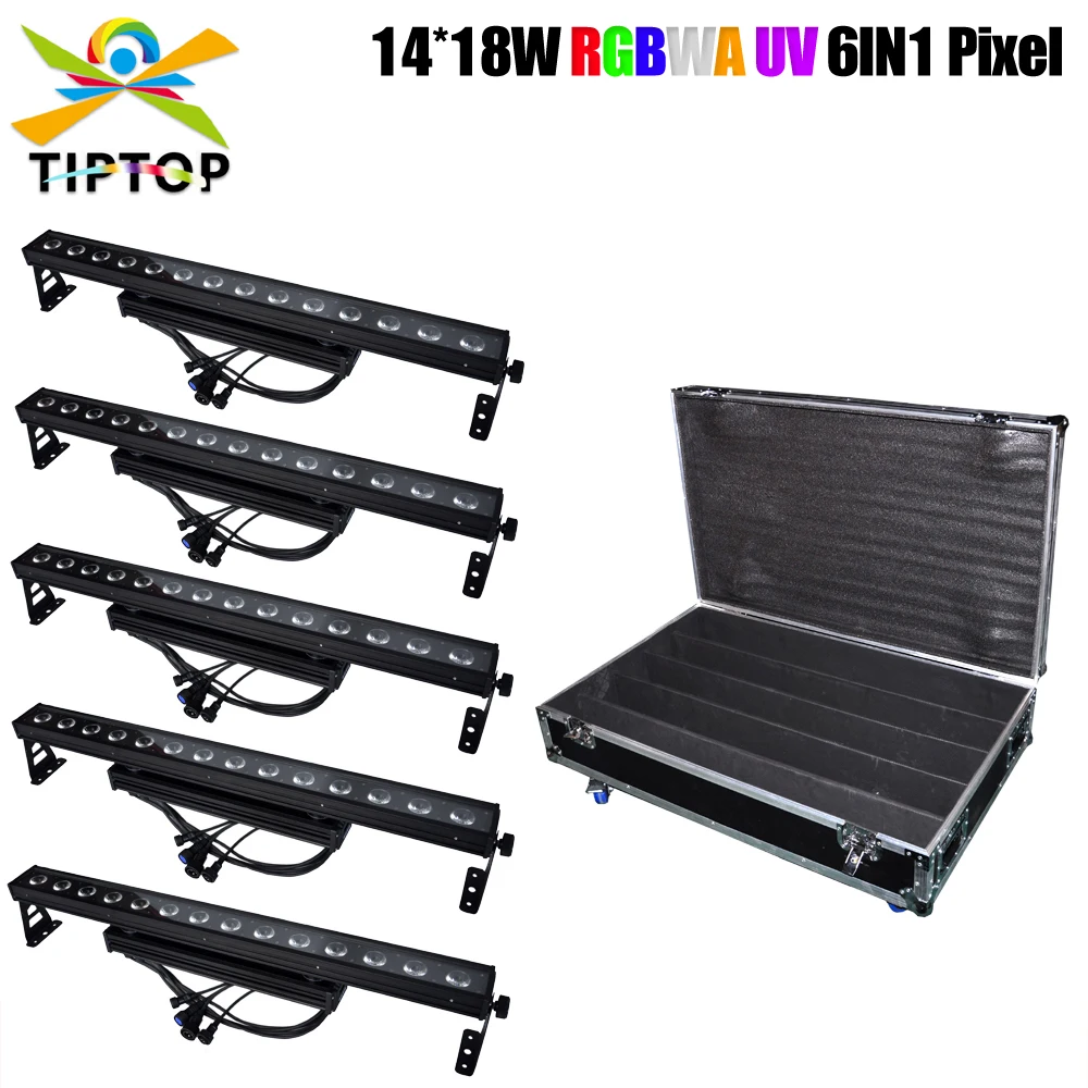 5IN1 Flightcase Packing 14x18W RGBWAP 6IN1 Color Led Linear Pixel Wall Washer Light For Bulding Sign Church Garden Country yard