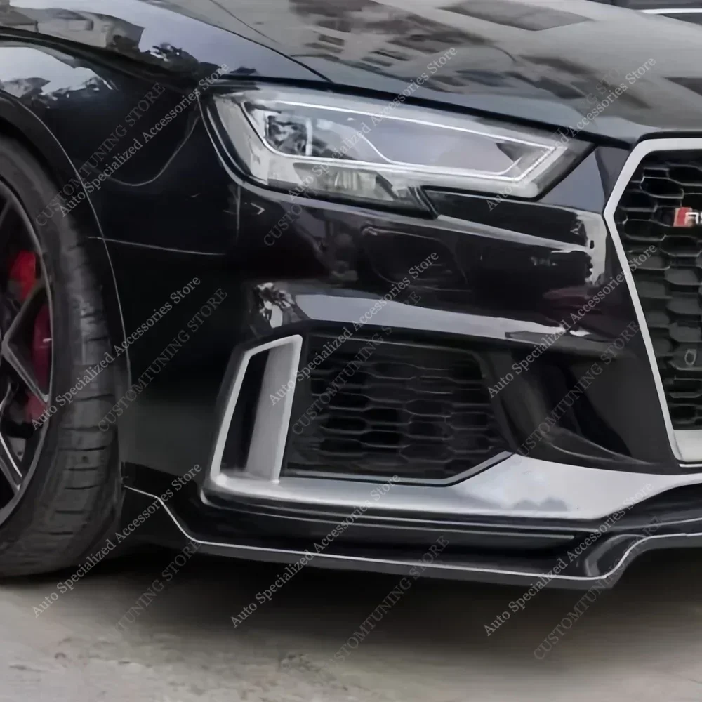 For Audi RS3 8V FL Gloss Black Front Bumper Lip Spoiler Splitter Diffuser RS3 2017-2020 Facelift only Bodykits Tuning