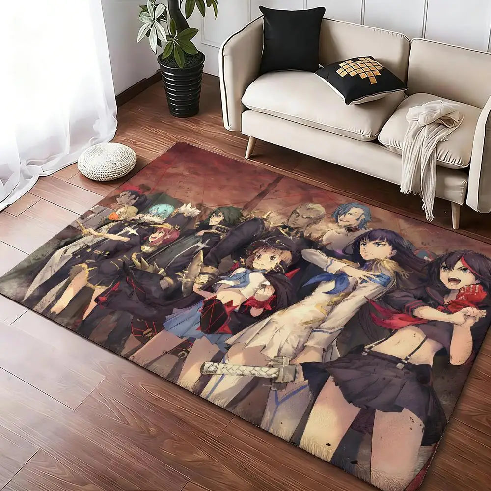 KILL la KILL Floor Mat Soft Thickened Absorbent Non-Slip Bedroom Living Room Door Mat Home Decor Flannel Rugs