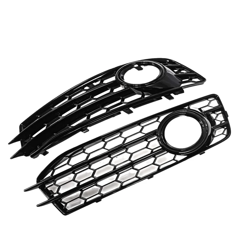 

L37A-1 Pair Car Front Bumper Fog Light Mesh Grille Parts Component For A3 8P S-Line 2009-2012 Fog Lamp Honeycomb Grille Cov