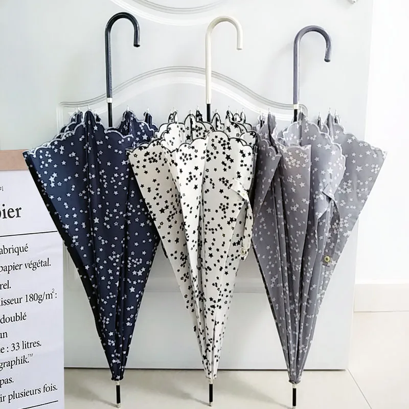 超軽量ロングハンドルレインアンブレラ女性用フリースレゴールデンファインハンドル花柄スチールtインレインアンブレラ