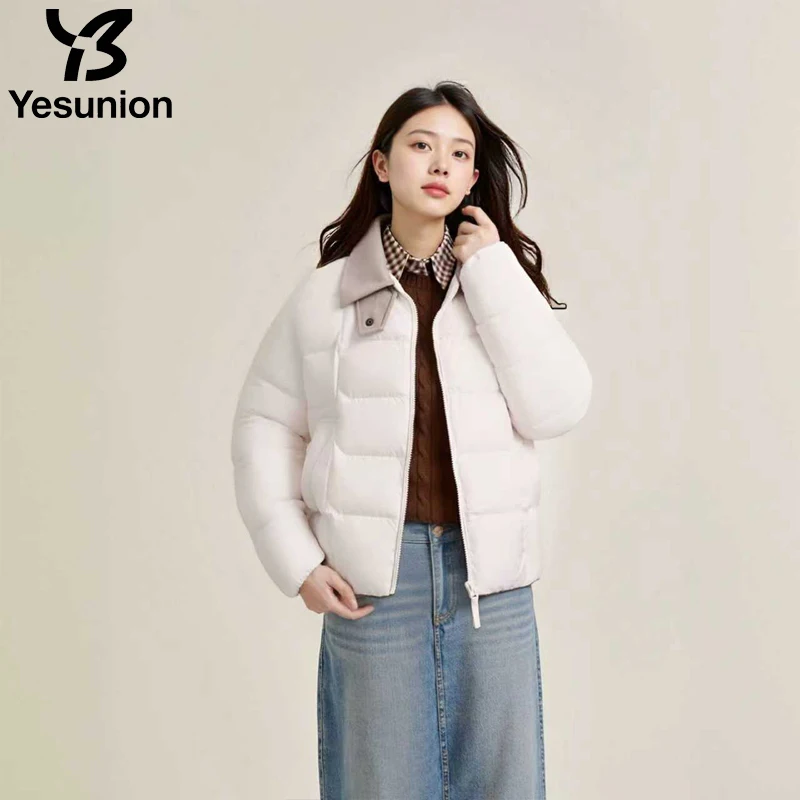 YESUNION الكورية نمط أسفل سترة المرأة شتاء جديد فضفاض دافئ سميكة ملابس خارجية 95% بطة بيضاء أسفل سترة منتفخة عصرية