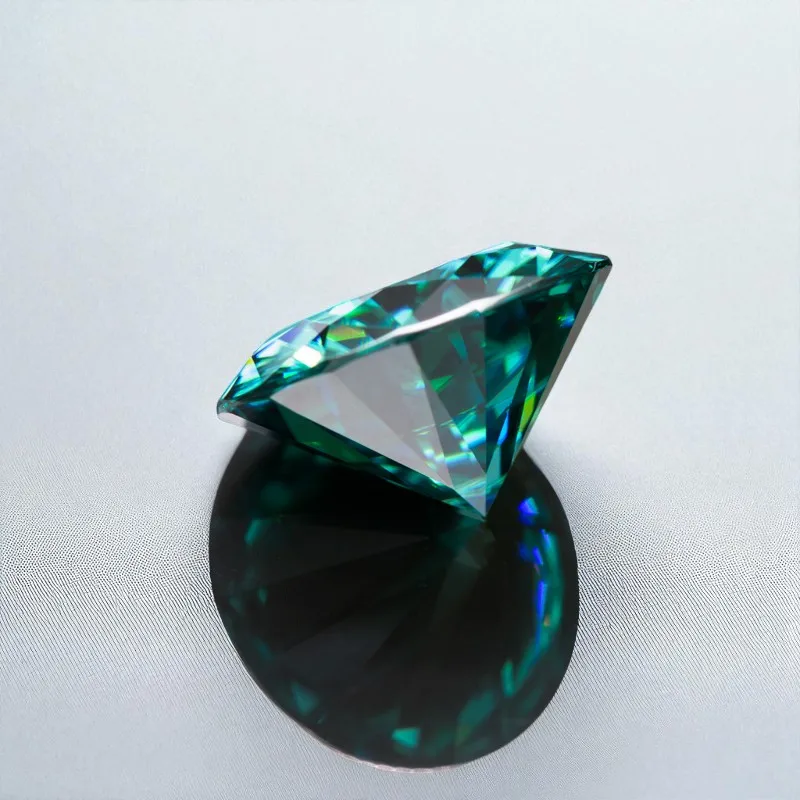

Moissanite Stone Round Cut 8 Hearts 8 Arrows Natural Emerald Green Color DIY Advanced Jewelry Making With Certificate