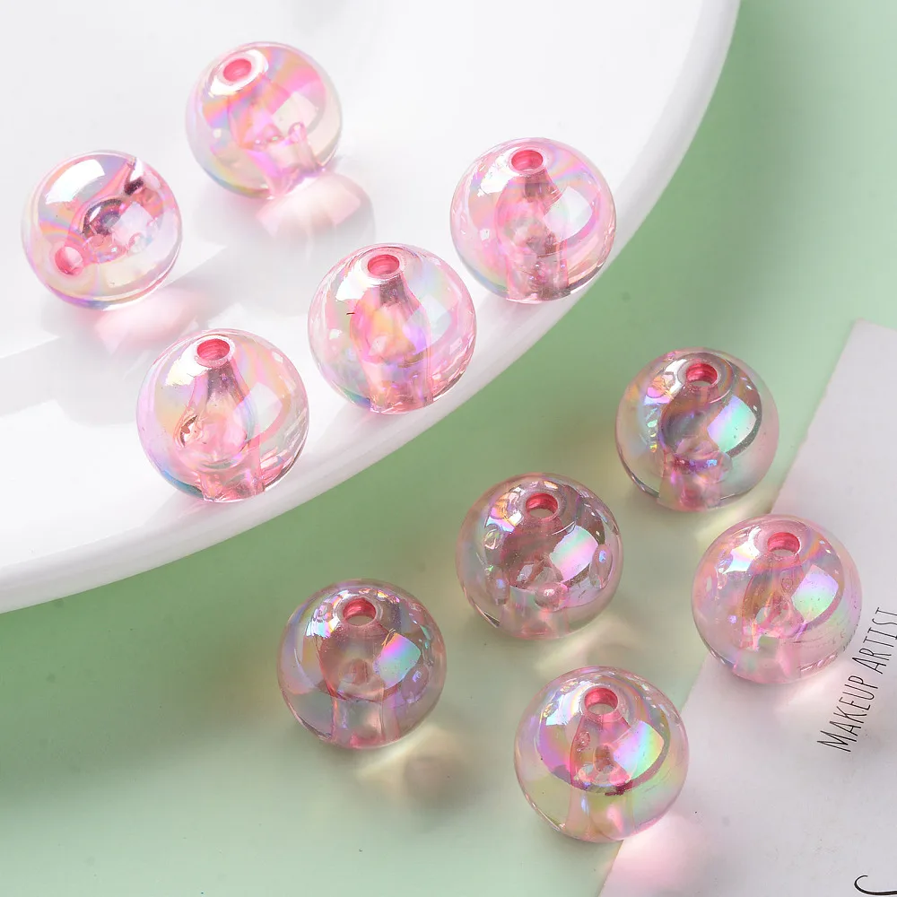 PandaHall 220 Stück AB-beschichtete transparente Acryl-Rundperlen, 16mm Mehrfarbige Schillernde Oberfläche für DIY Armband Schmuck Basteln – Detail 23