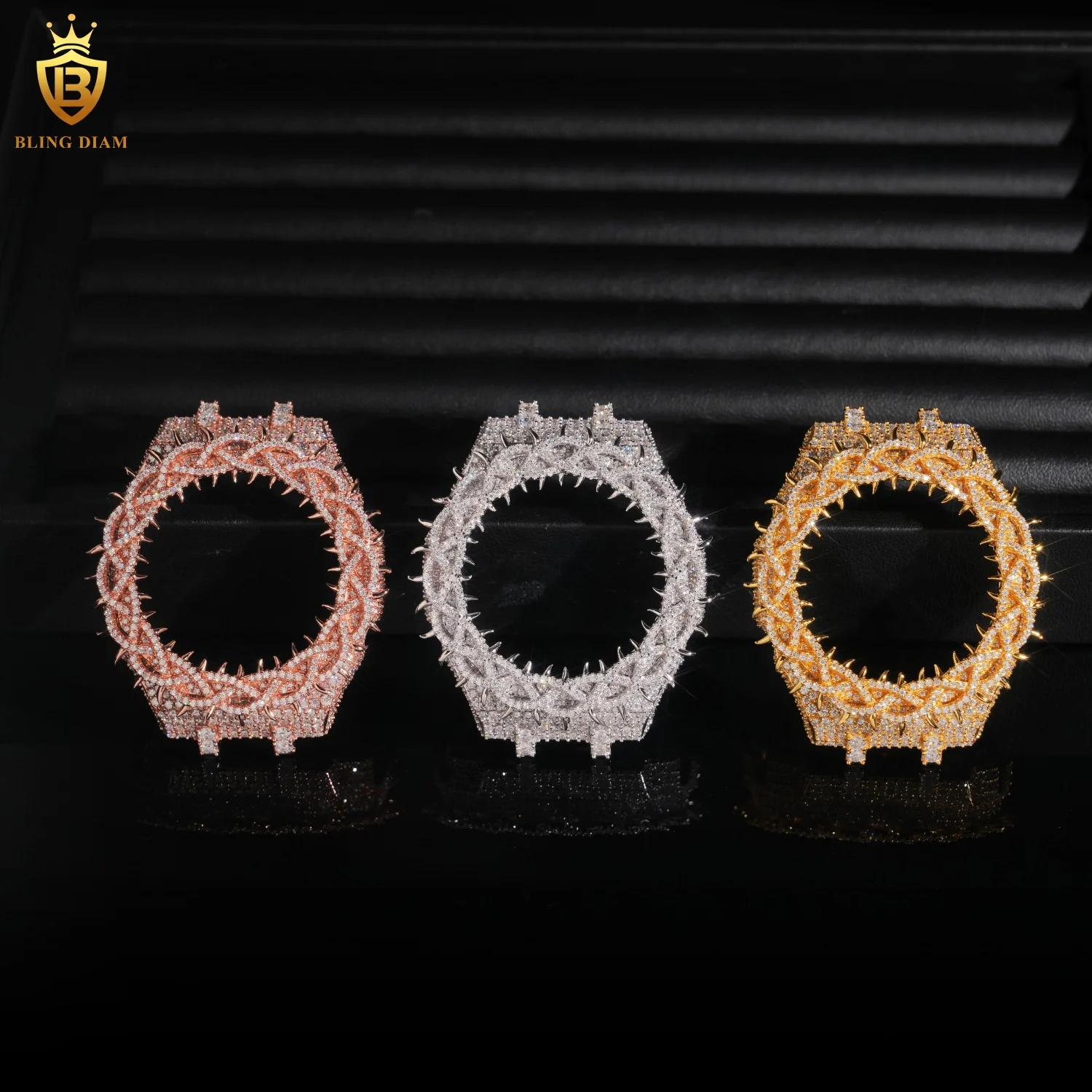 

New Fashion 925 Sterling Silver Iced Out VVS Moissanite GA2100 Hip Hop Throny Watch Case Bezel