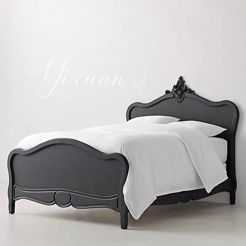 French retro 1.8 meters double solid wood bed American modern simple