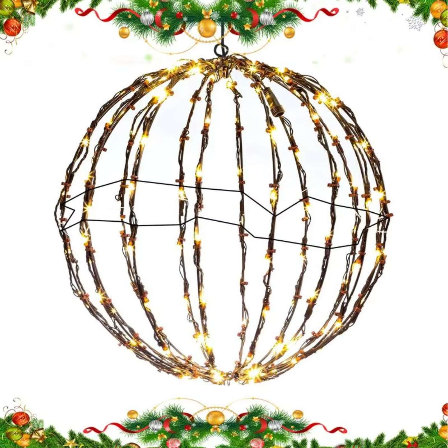 Festival Outdoor Decor  Lights Rattan Ball String Lights  Garden Christmas Tree Hanging Lamp Wedding Decoration Luces Wsb string