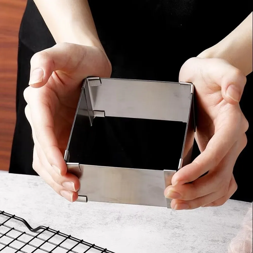 

Convenience Square Adjustable Cake Mold Rust-proof DIY Mousse Cake Ring No Odor Stretchable Stainless Steel Baking Mould Pastry