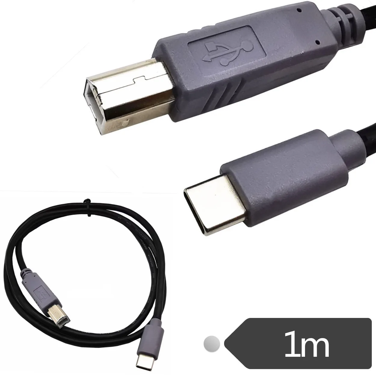 USB-C USB 3.1 Type C Male Connector to USB 2.0 B Type Male Data Cable for Cell Phone&Printer&Hard Disk 1m