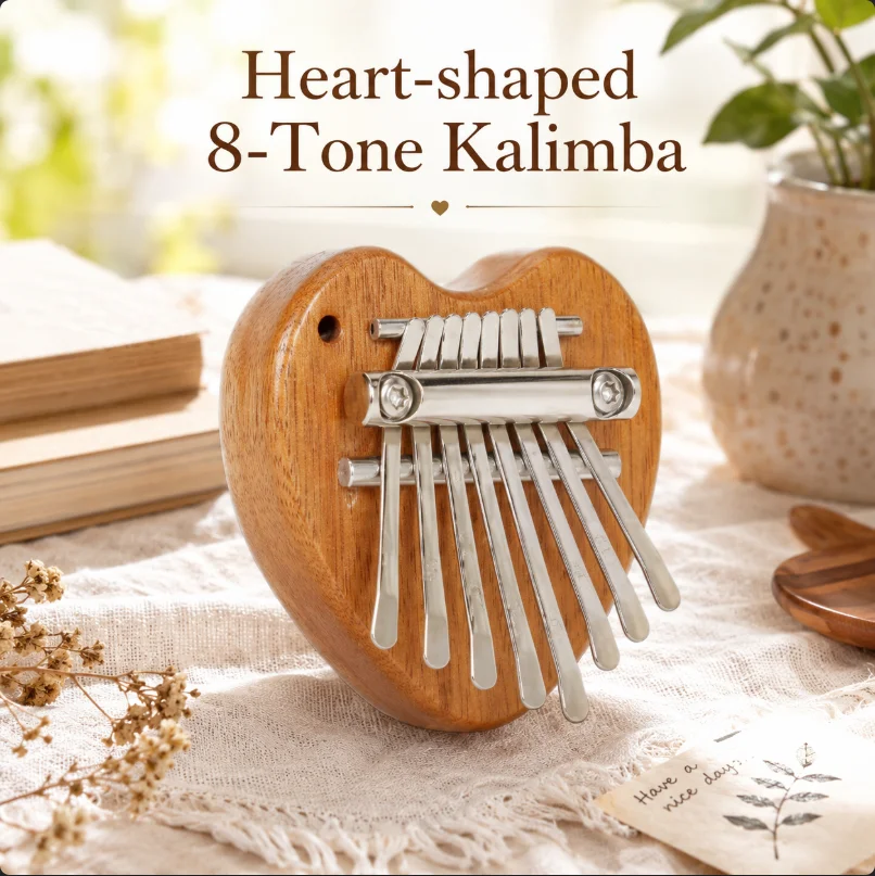 8 Keys Mini Kalimba Wooden Thumb Piano with Lanyard Finger Piano Musical Instrument Portable Compact & Exquisite with Pure Tone view 3