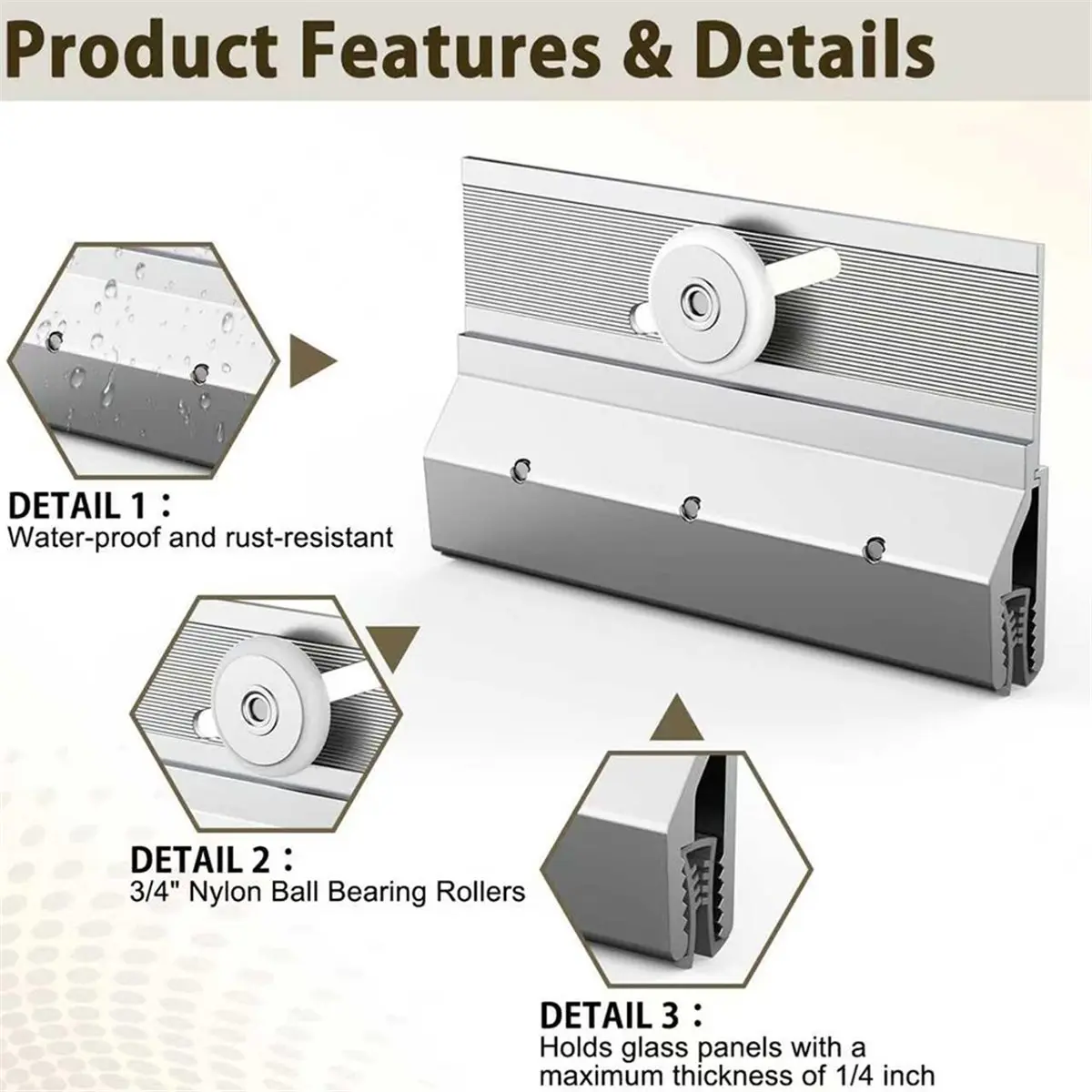 618 Mega Sale 4pcs M6053 Frameless Shower Door Rollers, 3/4 in Round Plastic Wheel, Chrome-Plated Aluminum