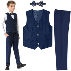 Boys Suit Wedding Kids Flower Formal Easter Child Party Ceremony Birthday Costume Photography with Vest Pants Clothes 5PCS