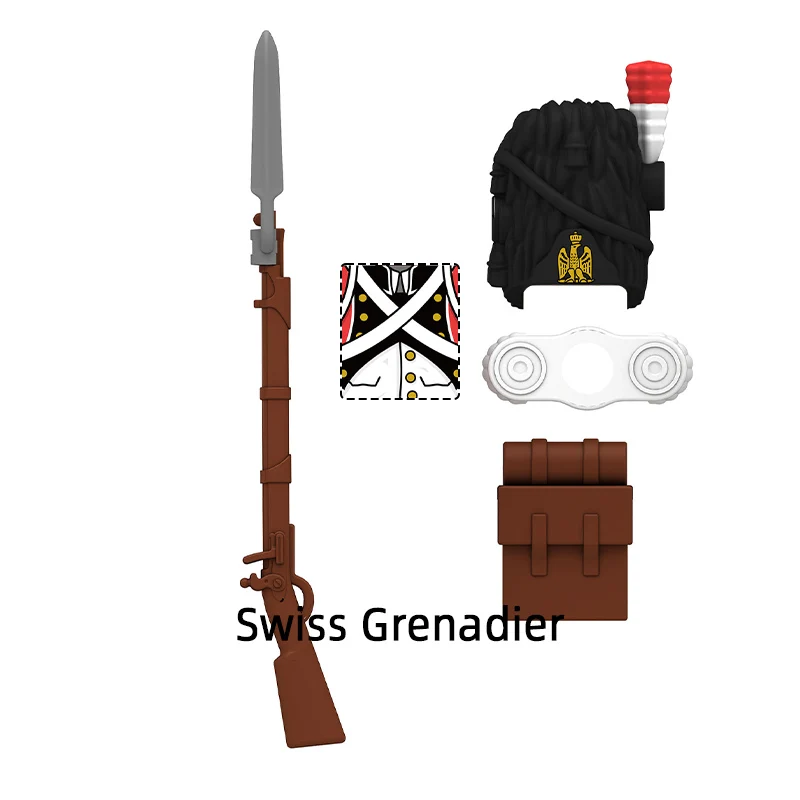 The N009-N012 Swiss Grenadier Dutch Dragoon Spanish Cuirasier Italian Light Infantry Model Blocks MOC Bricks Set Gifts Toys