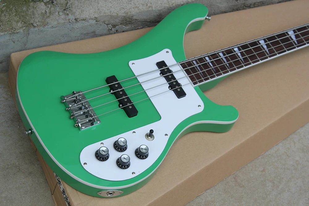 4 Strings Green Electric Bass with 22 Frets,Rosewood Fretboard,Providing Customized Service