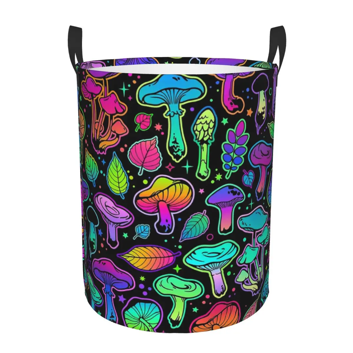 Psychedelic Magic Rainbow Mushrooms Trippy Mushroom Foldable Laundry Baskets Dirty Clothes Toys Sundries Storage Basket For Home