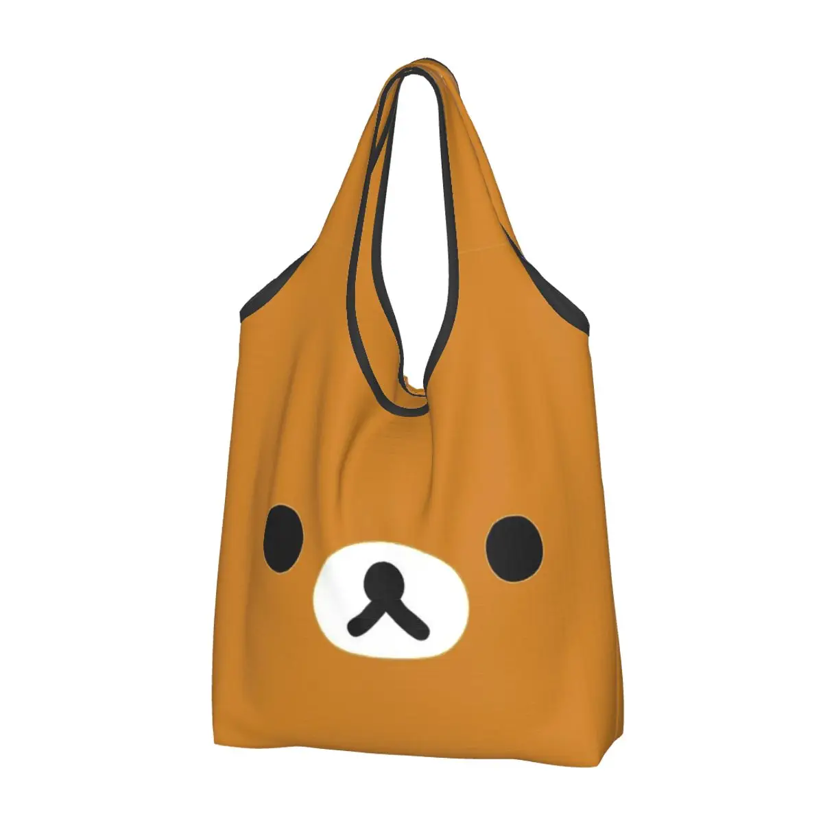 Rilakkuma Face Reusable Shopping Grocery Bags Foldable 50LB Weight Capacity Eco Bag Eco-Friendly Lightweight