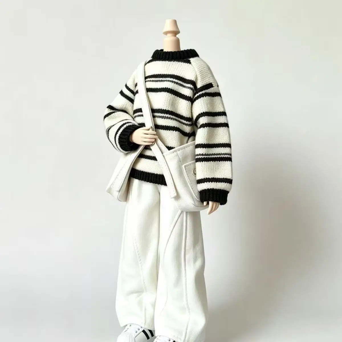Blythe Doll Clothes Casual Knit Outfit,Striped Sweater Wide Leg Pants with Crossbody Bag,Fit OB22 OB24 1/6 1/8 1/12 Cool Boy Set