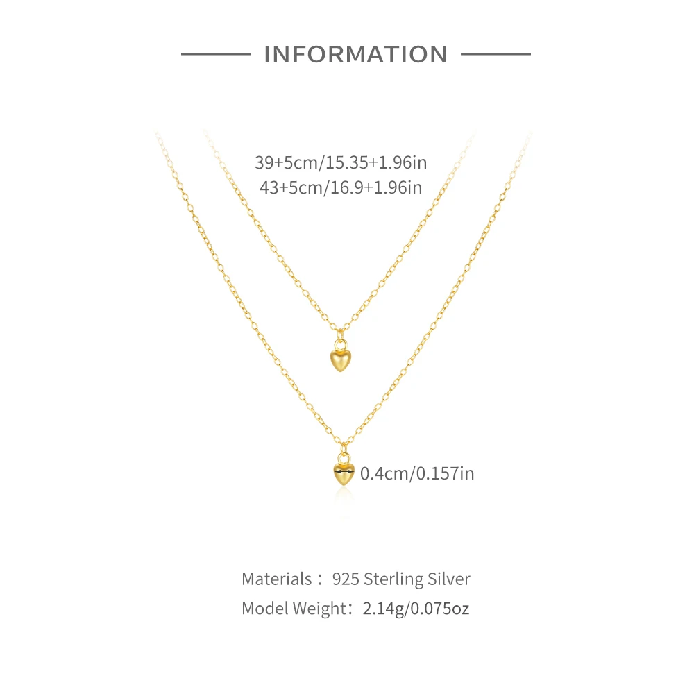 CANNER 925 Sterling Silver Double Layered Love Wisiorek Naszyjnik Dla Kobiet 18K Złoto Ins Star Moon Naszyjnik Drobna Biżuteria Prezenty — zdjęcie 3