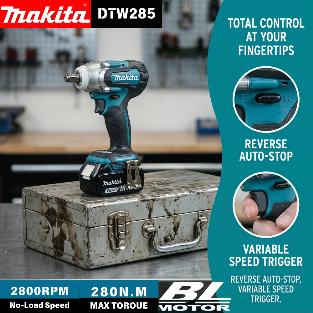 Makita DTW285 18V Lithium Bare Brushless 1/2 Square Drive Impact Wrench For Household Garage Tire Swap & Mechanical Repair