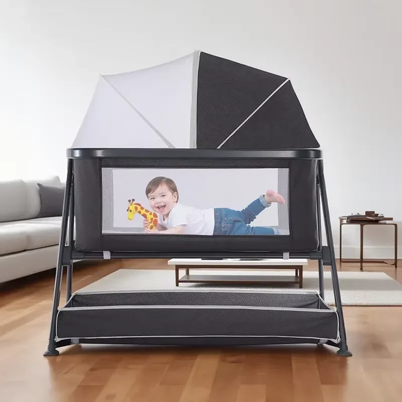 High-quality foldable mesh fabric, adjustable height, lightweight and environmentally friendly portable soft mattress, baby
