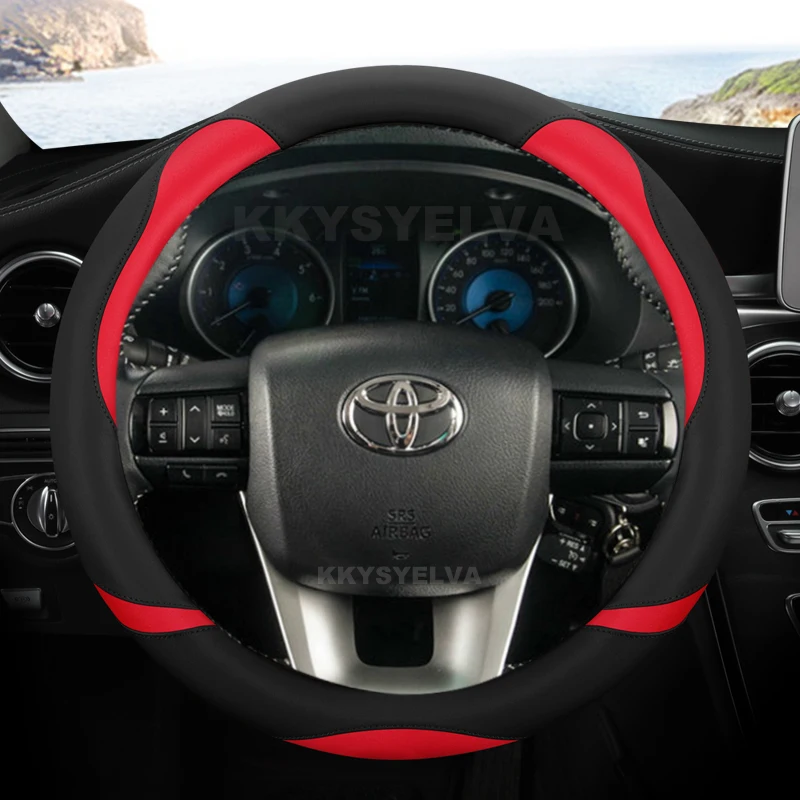 

Microfiber Leather Car Steering Wheel Cover For Toyota Fortuner 2016-2019 2021 2022 Hilux 2015-2019 2020 2022 Auto Accessories