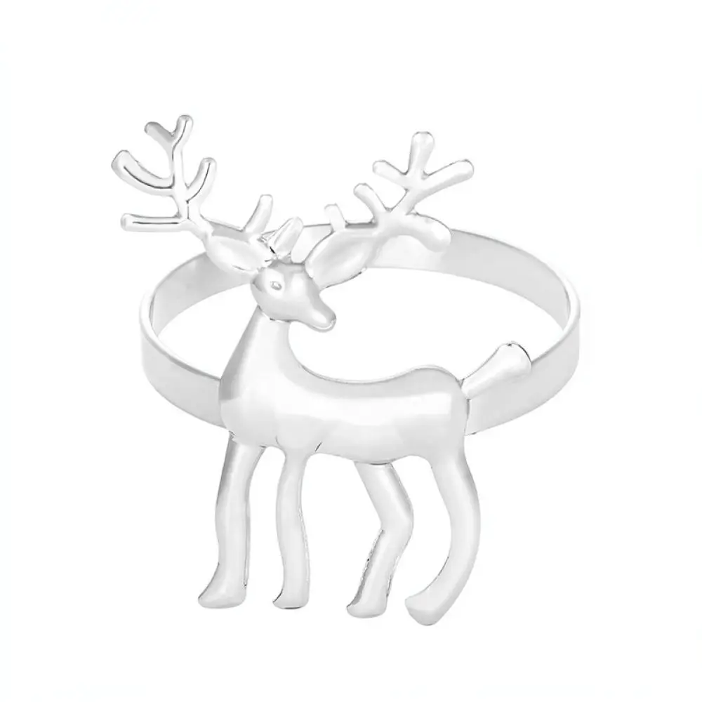 New Year Table Decor Napkin Ring Metal Snowflake Reindeer Holders For Christmas Festive Party Dinner Table Setting