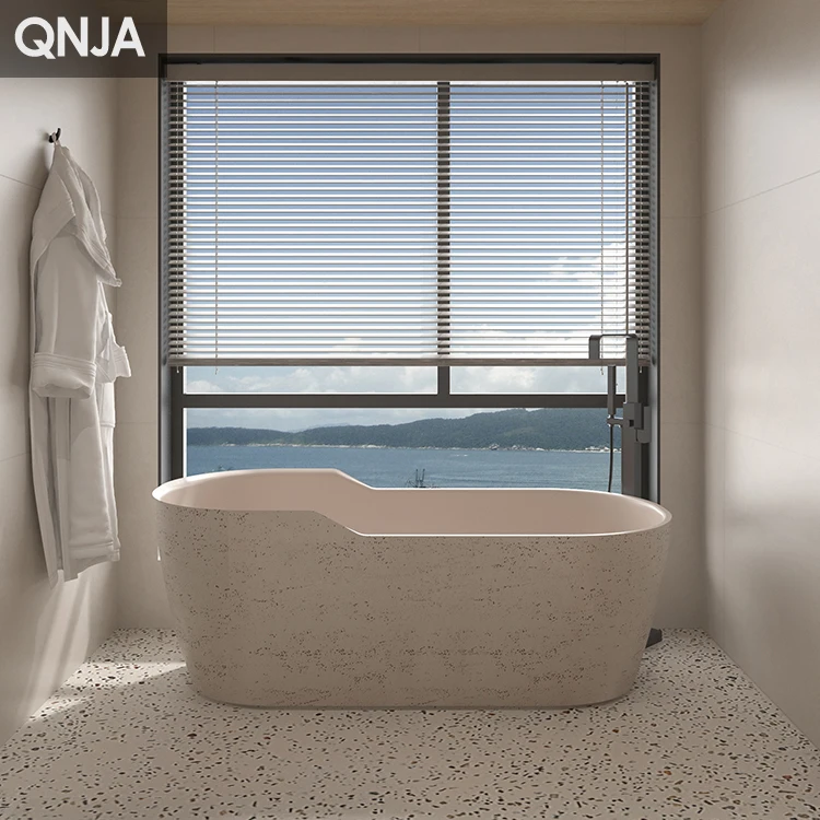 Factory Travertine Artificial Cave Stone Oval Freestanding Bathtub Modern Simple Hotel Villa High-end Bathroom