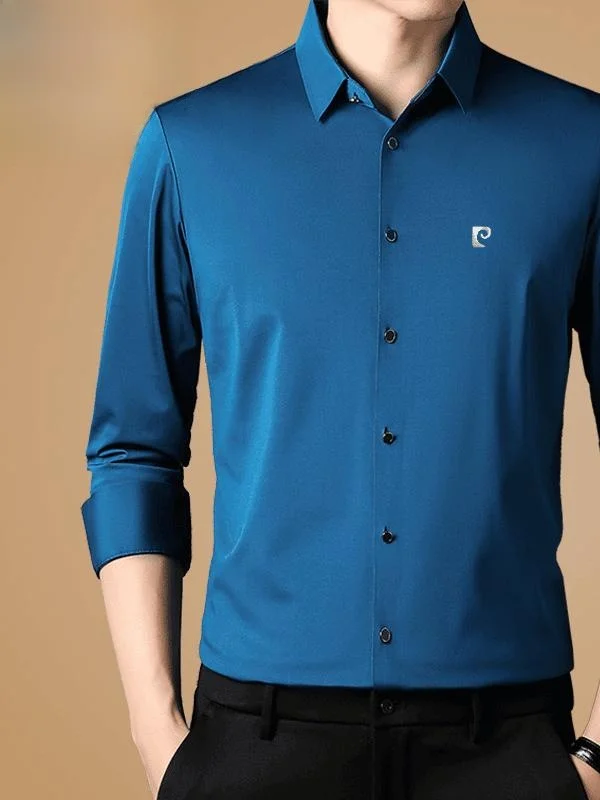 

Роскошная мужская шелковая рубашка Pierre Cardin с длинным рукавом, повседневная, однотонная, для отдыха и делового стиля, для мужчин среднего возраста, одежда для отцов