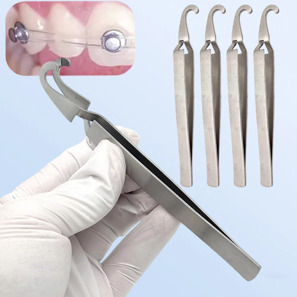 

5pcs Precision Stainless Steel Ortho Tweezers for Lingual Button Placement and Adjustment