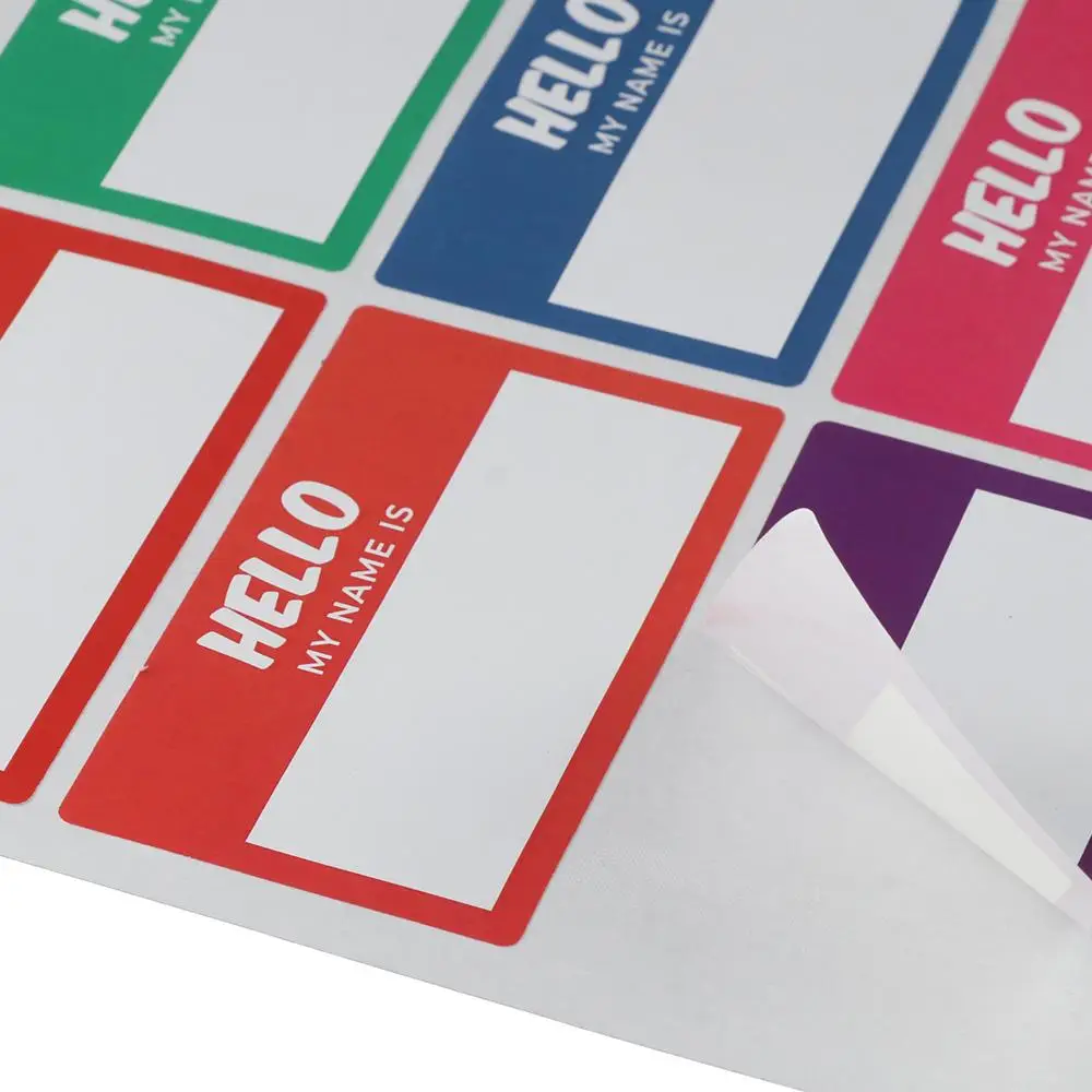 10 Sheets Hello My Name is Name Tags Self-Adhesive Colorful My Name is Stickers Rectangle 6 Colors Name Plate Meeting
