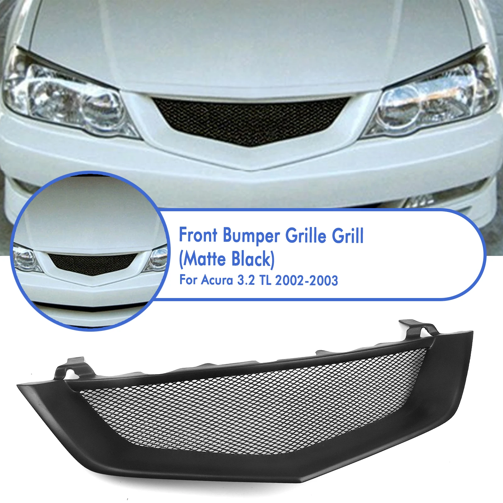 

Front Grille Grill Car Upper Bumper Hood Mesh Grid For Acura TL 3.2L 2002-2003