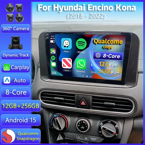 Android 15 Carplay Auto WIFI para Hyundai Encino Kona 2018 2019 2020 2021 2022 Radio de coche reproductor Multimedia estéreo unidad principal 2din