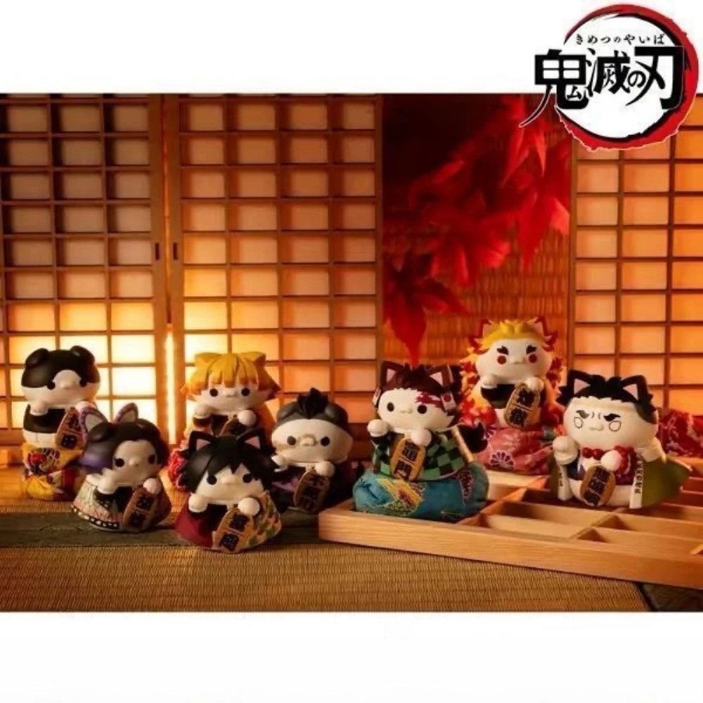 

Kimetsu no Yaiba Demon Slayer Fortune Cat Blind Box Mini PVC Figure Set Creative Gift for Fans