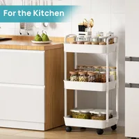 3 Tier Storage Rack Plastic Multi-Functional Small Cart Household Movable Storage Trolley Kitchen Accessories Home Organizer - Image 3