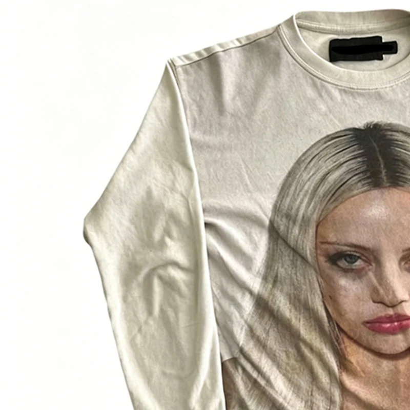 Personalisierter dunkel bedruckter Rundhals-Sweatshirt Langarm-T-Shirt Pullover Retro-Mantel Street Fashion Y2k-Stil – Detail 3