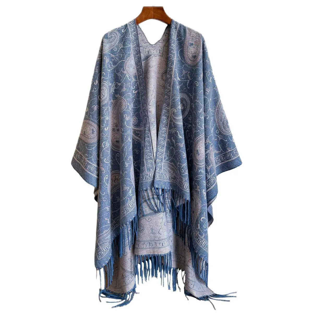 

Новинка 2025 года, плащ в этническом стиле, юбка с бахромой и запахом, осенне-зимняя верхняя одежда, шарф, женская накидка для путешествий и курорта, пончо P2