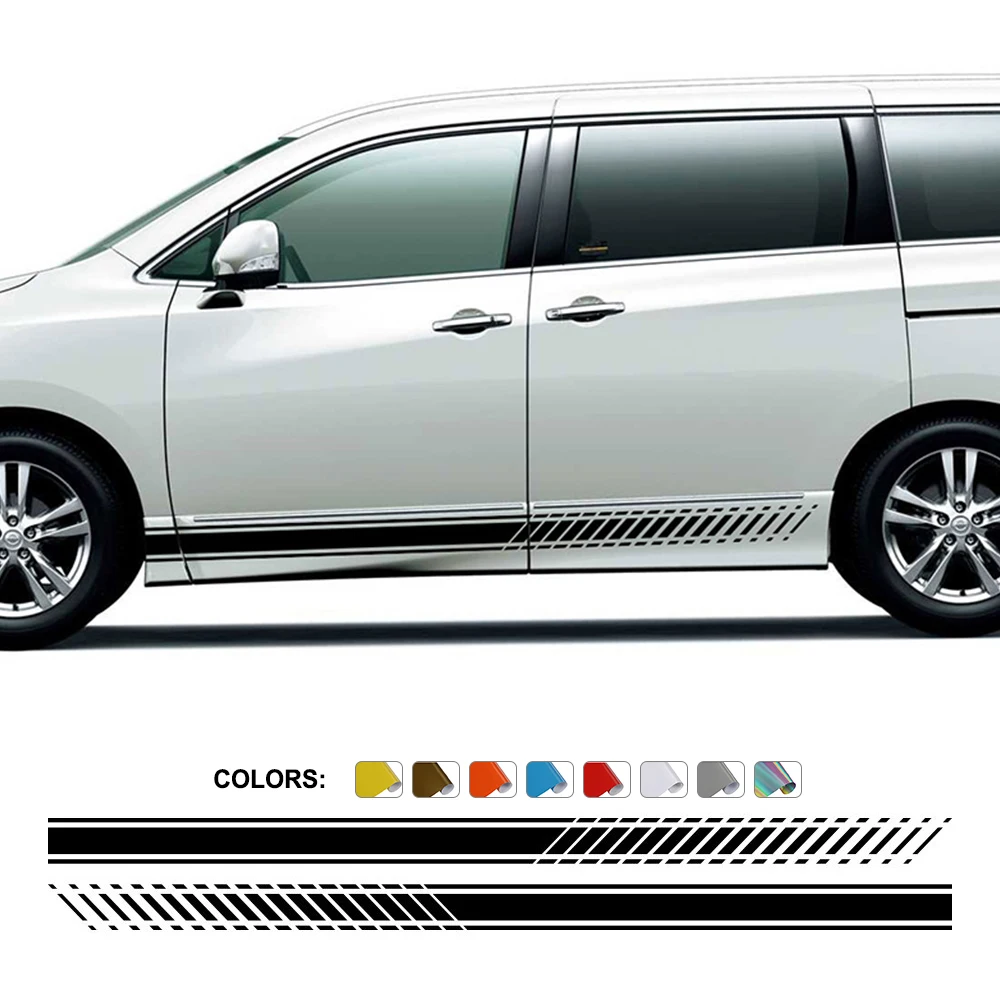 2PCS Car Door Stickers For Nissan Elgrand E50 E51 E52 2.5 3.5 parts Camper Van Stripes Graphics Tuning Accessories Vinyl Decals