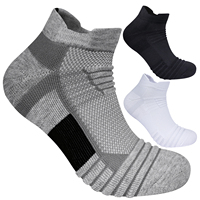 3 Pairs Breathable Mesh Athletic Terry Socks Cushioned Moisture-managing and Durable Reduces Foot for Running Hiking & Sports