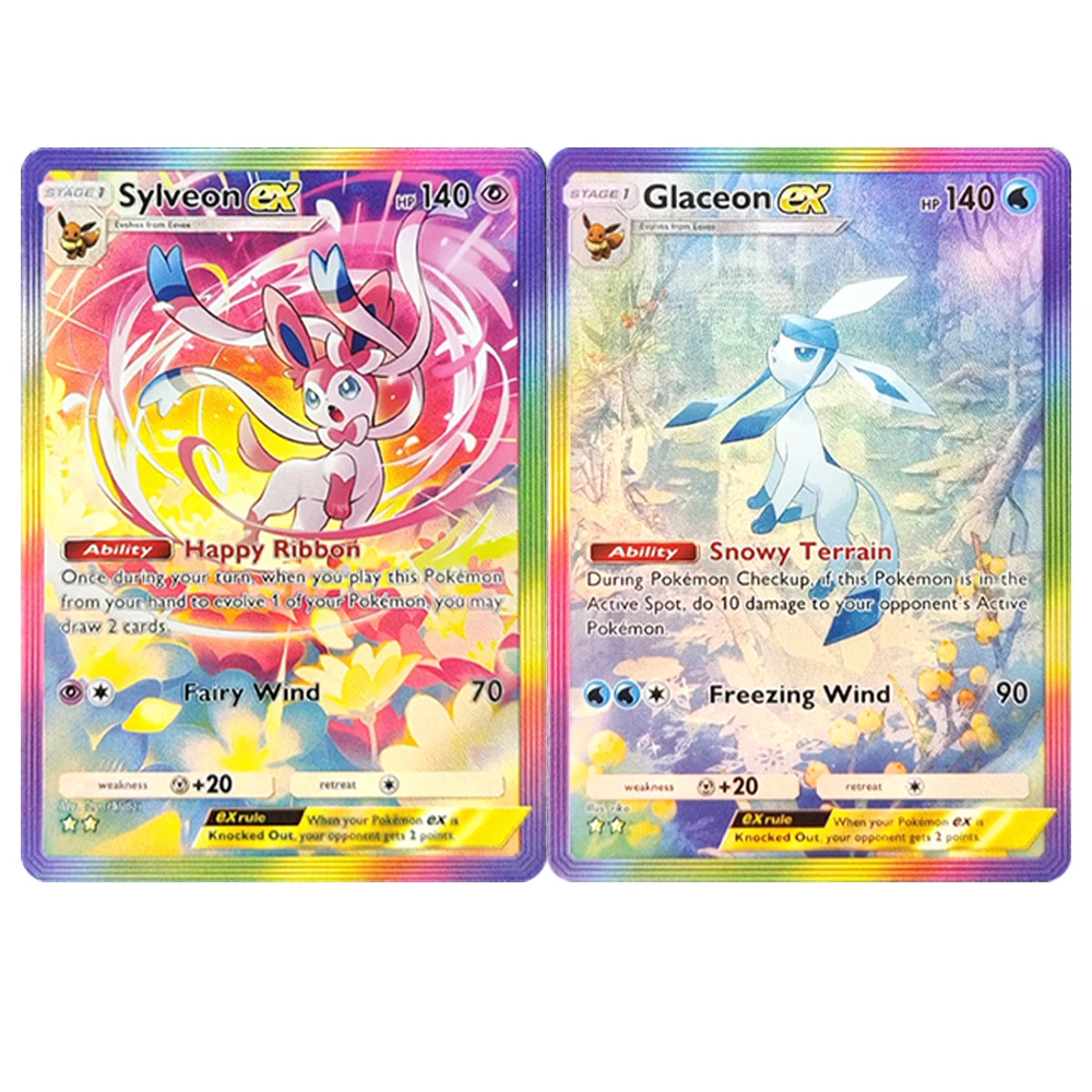 DIY Holo Collection Cards Set Sylveon Vaporeon Flareon Glaceon Leafeon EX PKM  A3b Eevee Grove Self Made Anime Game Cards Gift