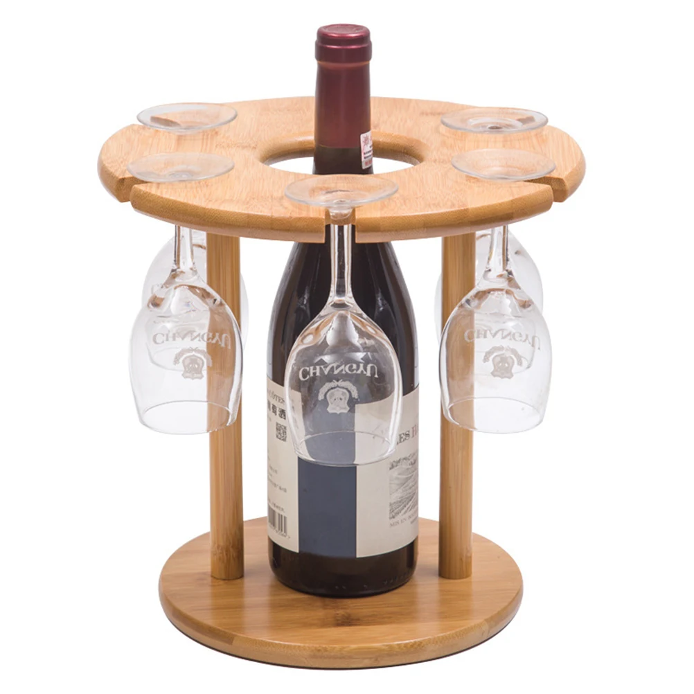 

Glass Holder Rack 6 Stemware Glasses Hanger Vintage Home Decor Drying Shelf Wooden St Storage Solution Bottle Display