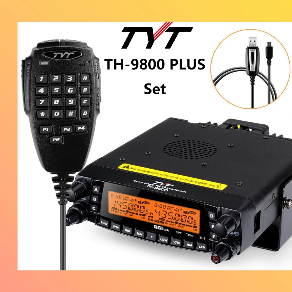 Th-9800 tyt גרסה האחרונה בתוספת תחנת בסיס רדיו 50w reater רבלר כפול תצוגה מרובעת מסך נייד משדר נייד th9800