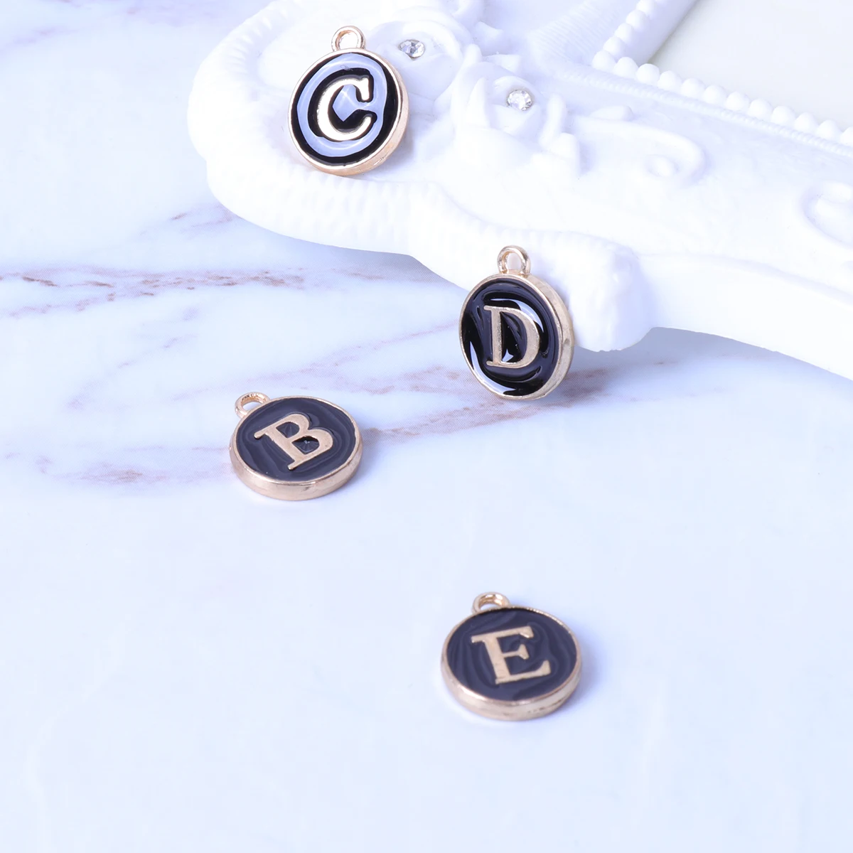 

26pcs Alloy Pendant Tray Double Sided DIY Charm Jewelry Alphabet Pendants Accessories H made Craft Supplies